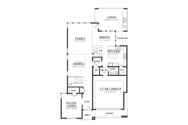 Dream House Plan - Floor Plan - Main Floor for Contemporary House Plan #1021-17 - 4 bed, 4.5 bath