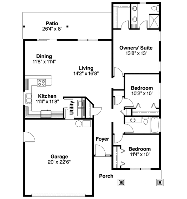 Craftsman Floor Plan - Main Floor Plan #124-690