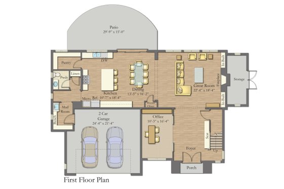 Floor Plan - Main Floor for Traditional House Plan #1057-37 - 3 bed, 2.5 bath