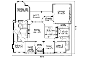 Floor Plan - Main Floor for Traditional House Plan #84-275 - 3 bed, 3 bath