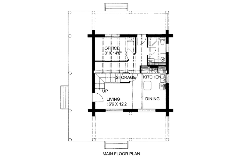 House Plan Design - Floor Plan - Main Floor for Log House Plan #117-598 - 1 bed, 1 bath