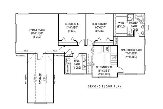 Floor Plan - Upper Floor for Farmhouse House Plan #11-229 - 4 bed, 2.5 bath