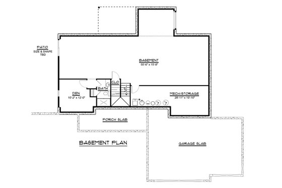 Floor Plan - Lower Floor for Craftsman House Plan #1064-39 - 3 bed, 2.5 bath