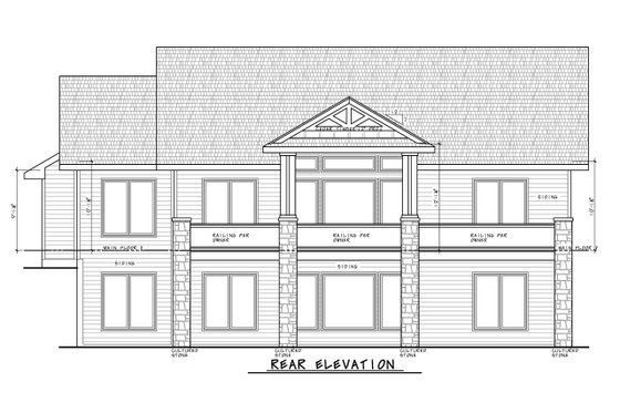 Exterior - Rear Elevation for Craftsman House Plan #20-2499 - 4 bed, 3 bath