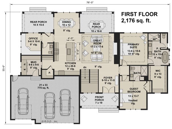 Farmhouse Floor Plan - Main Floor Plan #51-1234