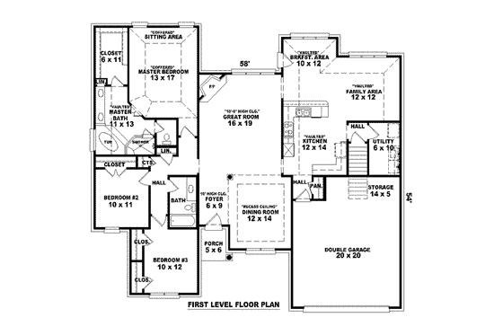 Floor Plan - Main Floor for European House Plan #81-1550 - 3 bed, 2 bath