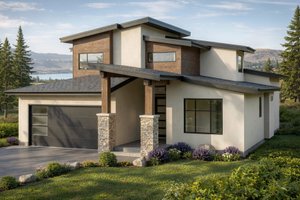 Architectural House Design - Exterior - Front Elevation for Contemporary House Plan #1100-103 - 4 bed, 3 bath