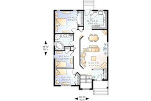 Floor Plan - Main Floor for European House Plan #23-352 - 3 bed, 1 bath