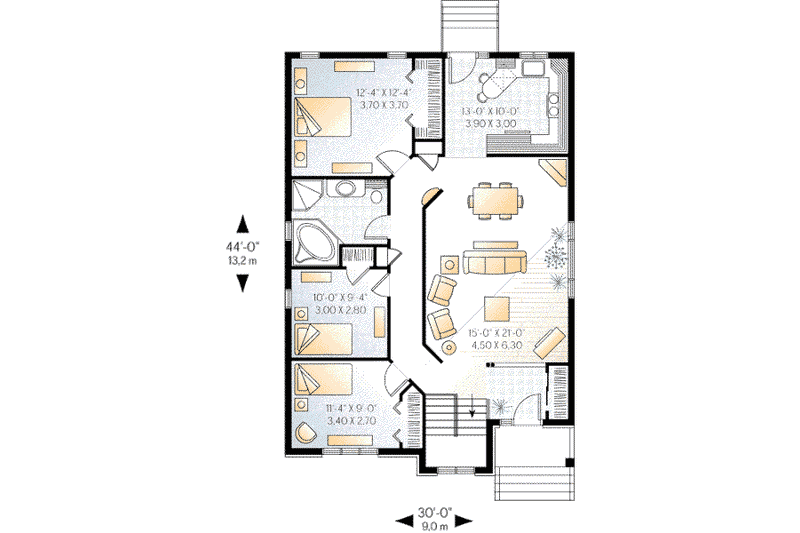 Dream House Plan - Floor Plan - Main Floor for European House Plan #23-352 - 3 bed, 1 bath
