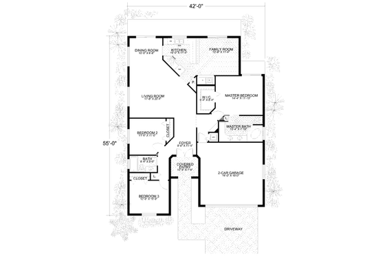 Floor Plan - Main Floor for Mediterranean House Plan #420-253 - 3 bed, 2 bath