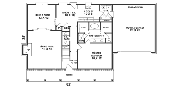 Country Floor Plan - Main Floor Plan #81-168