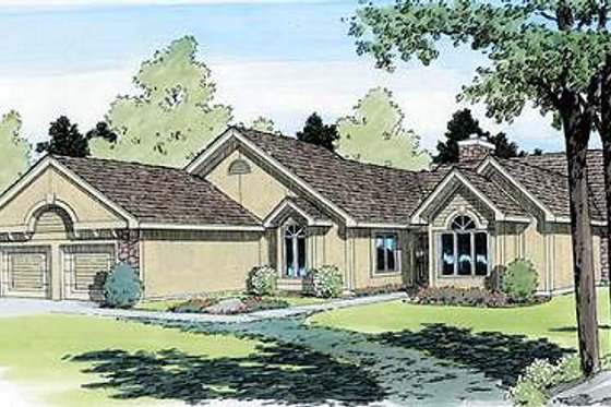 Exterior - Front Elevation for Traditional House Plan #312-589 - 4 bed, 4 bath
