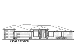 Exterior - Front Elevation 3 for Prairie House Plan #569-67 - 4 bed, 3.5 bath