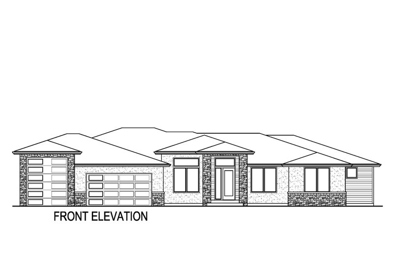 House Blueprint - Exterior - Front Elevation 3 for Prairie House Plan #569-67 - 4 bed, 3.5 bath