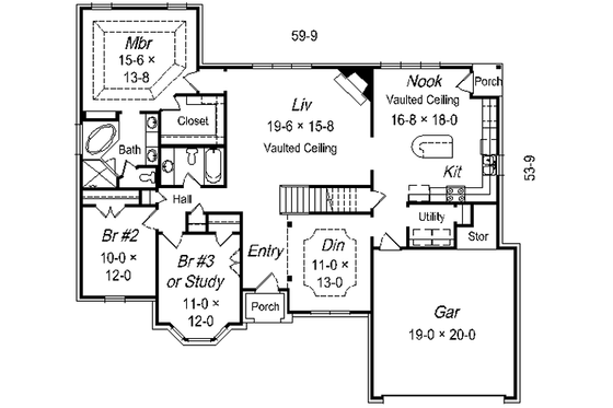 Floor Plan - Main Floor for European House Plan #329-252 - 5 bed, 3 bath