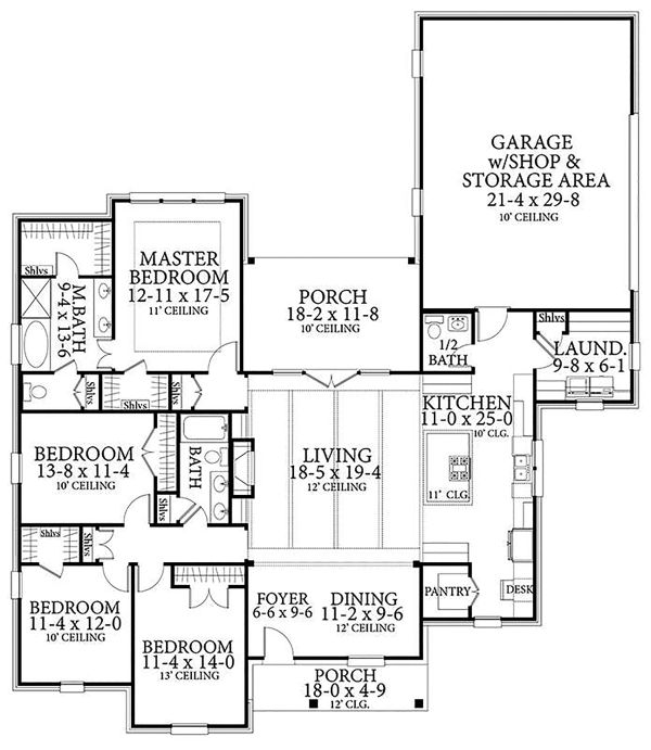 Architectural House Design - Country Floor Plan - Main Floor Plan #406-9658