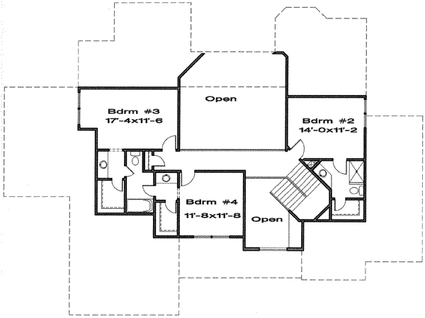 Traditional Floor Plan - Upper Floor Plan #6-188
