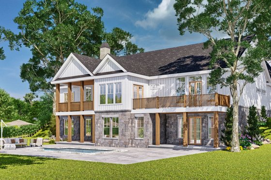 Exterior - Rear Elevation 2 for Craftsman House Plan #119-452 - 3 bed, 3.5 bath