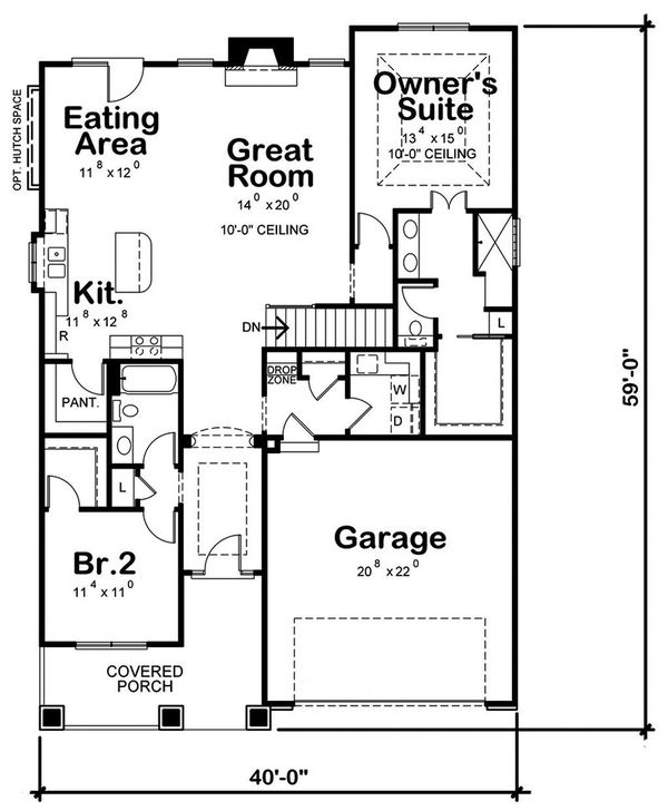Dream House Plan - Cottage Floor Plan - Main Floor Plan #20-2413