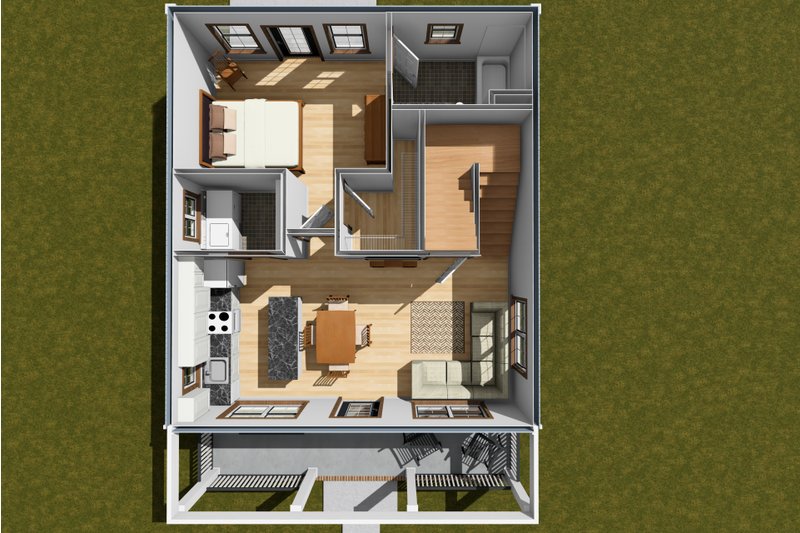 House Plan Design - Floor Plan - Main Floor 1 for Cottage House Plan #513-2389 - 2 bed, 2 bath