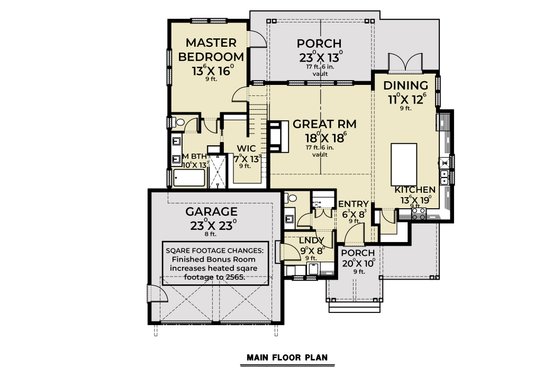 Floor Plan - Main Floor for Farmhouse House Plan #1070-164 - 4 bed, 2.5 bath