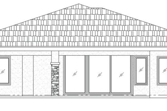 Exterior - Rear Elevation for Mediterranean House Plan #24-238 - 3 bed, 2 bath