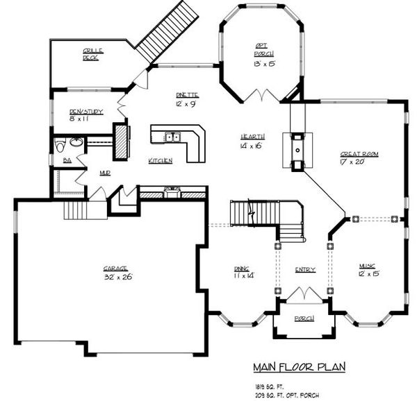 House Design - European Floor Plan - Main Floor Plan #320-488