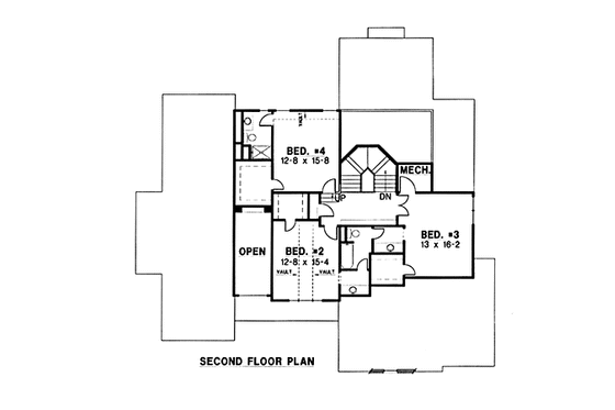 Floor Plan - Upper Floor for Traditional House Plan #67-149 - 4 bed, 4 bath