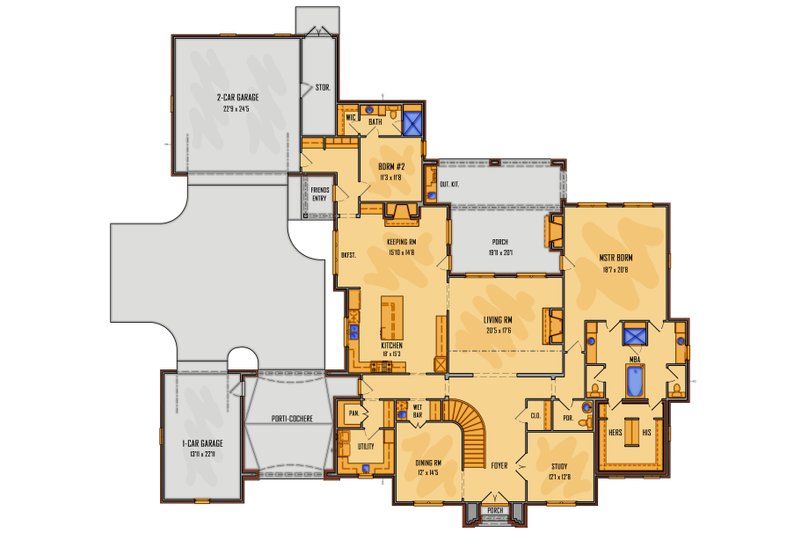 House Blueprint - Floor Plan - Main Floor for Traditional House Plan #1081-46 - 5 bed, 4.5 bath