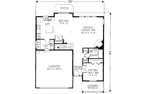 Floor Plan - Main Floor for Traditional House Plan #53-382 - 3 bed, 3 bath