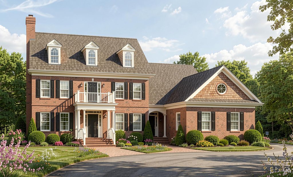 Exterior - Front Elevation 2 for Colonial House Plan #137-209 - 4 bed, 4 bath