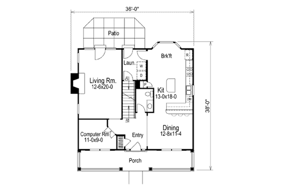 Floor Plan - Main Floor for Country House Plan #57-327 - 3 bed, 2.5 bath