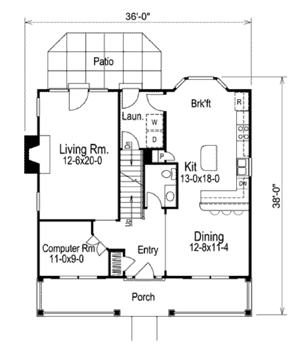 Country Floor Plan - Main Floor Plan #57-327