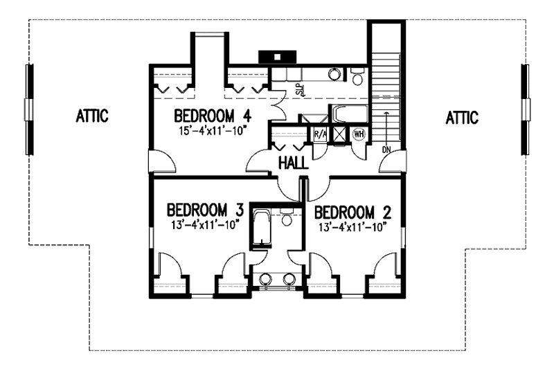 Home Plan - Floor Plan - Upper Floor for Country House Plan #45-457 - 4 bed, 3.5 bath
