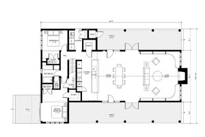 Floor Plan - Main Floor for Farmhouse House Plan #889-2 - 2 bed, 1 bath