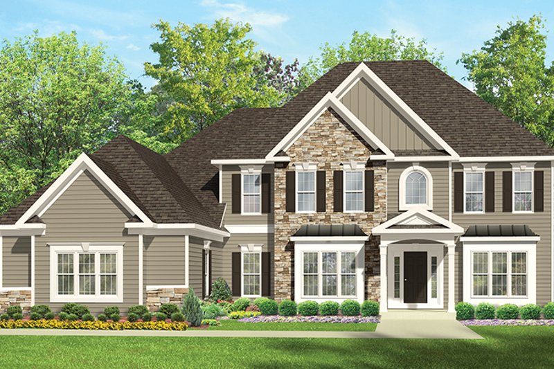 House Plan Design - Exterior - Front Elevation 4 for Colonial House Plan #1010-167 - 4 bed, 2.5 bath