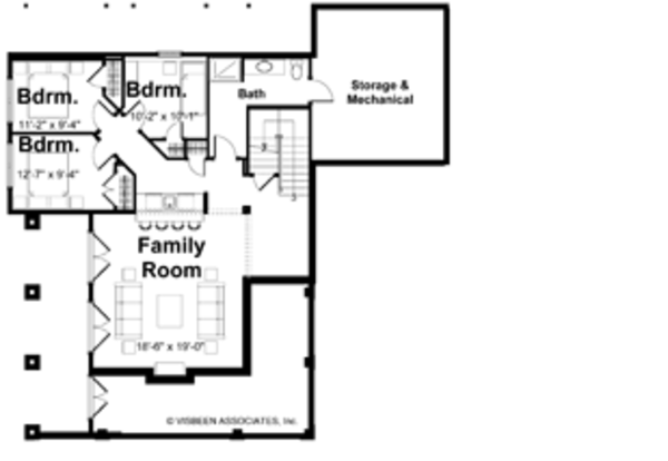 Traditional Floor Plan - Lower Floor Plan #928-44