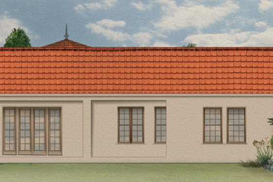 Exterior - Rear Elevation for Mediterranean House Plan #1058-8 - 3 bed, 2 bath