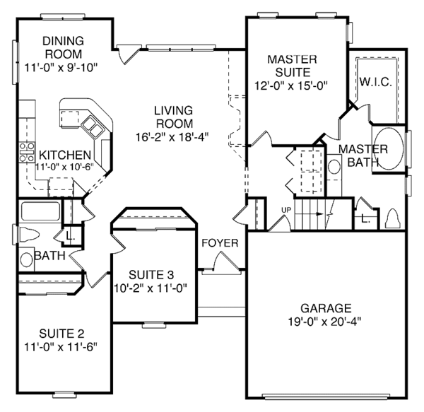 House Design - Ranch Floor Plan - Main Floor Plan #453-279