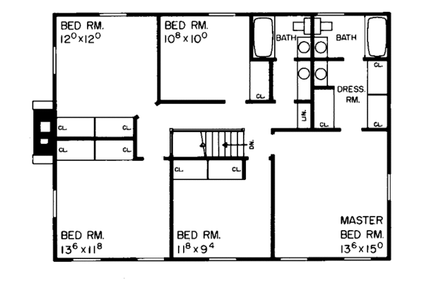 Home Plan - Colonial Floor Plan - Upper Floor Plan #72-616