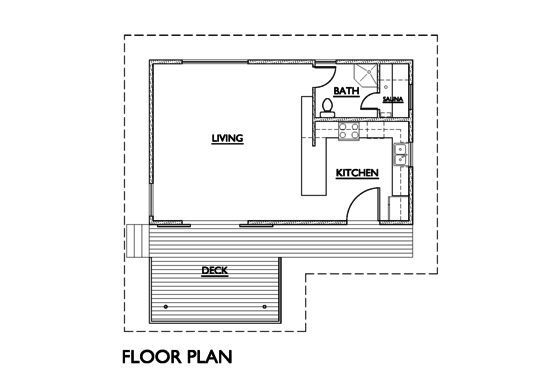 Floor Plan - Main Floor for Modern House Plan #890-4 - 1 bed, 1 bath