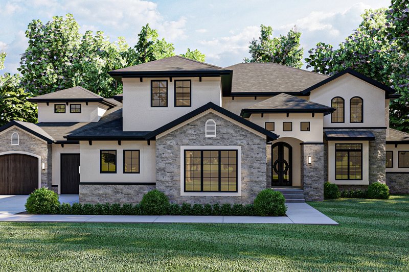 House Blueprint - European Exterior - Front Elevation Plan #455-160