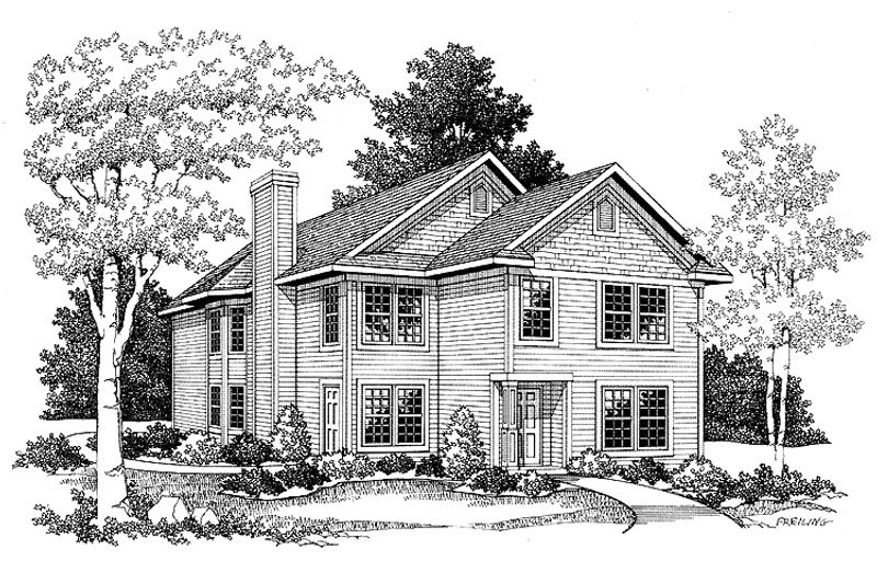 Architectural House Design - Colonial Exterior - Front Elevation Plan #70-1393