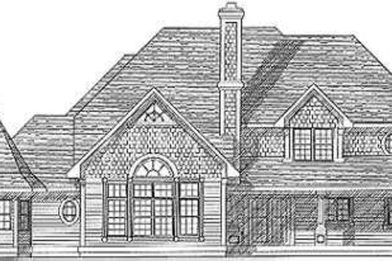 Exterior - Rear Elevation for European House Plan #70-496 - 4 bed, 3.5 bath