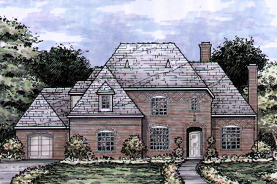 Exterior - Front Elevation for European House Plan #141-358 - 4 bed, 4.5 bath