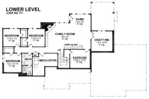 Floor Plan - Lower Floor for Craftsman House Plan #51-575 - 4 bed, 2.5 bath