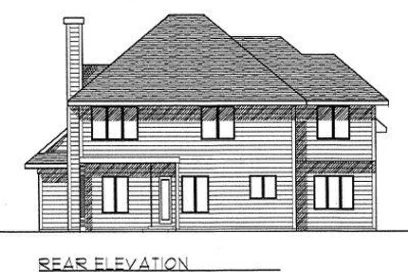 Architectural House Design - Exterior - Rear Elevation for Traditional House Plan #70-394 - 4 bed, 2.5 bath