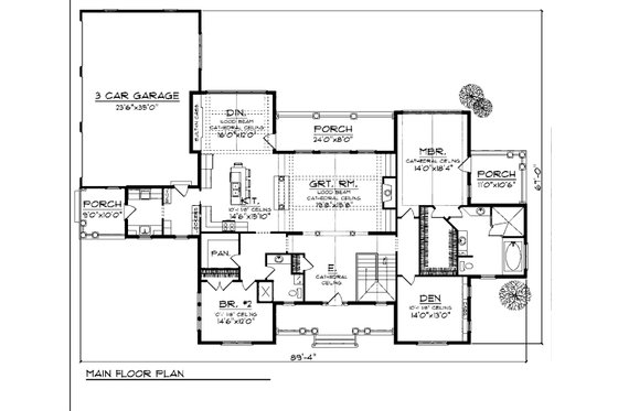 Main Level floor plan - 4500 square foot traditional home