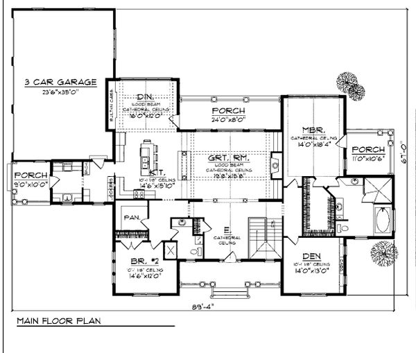 Main Level floor plan - 4500 square foot traditional home