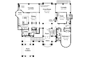 Floor Plan - Main Floor for Mediterranean House Plan #930-134 - 3 bed, 4.5 bath